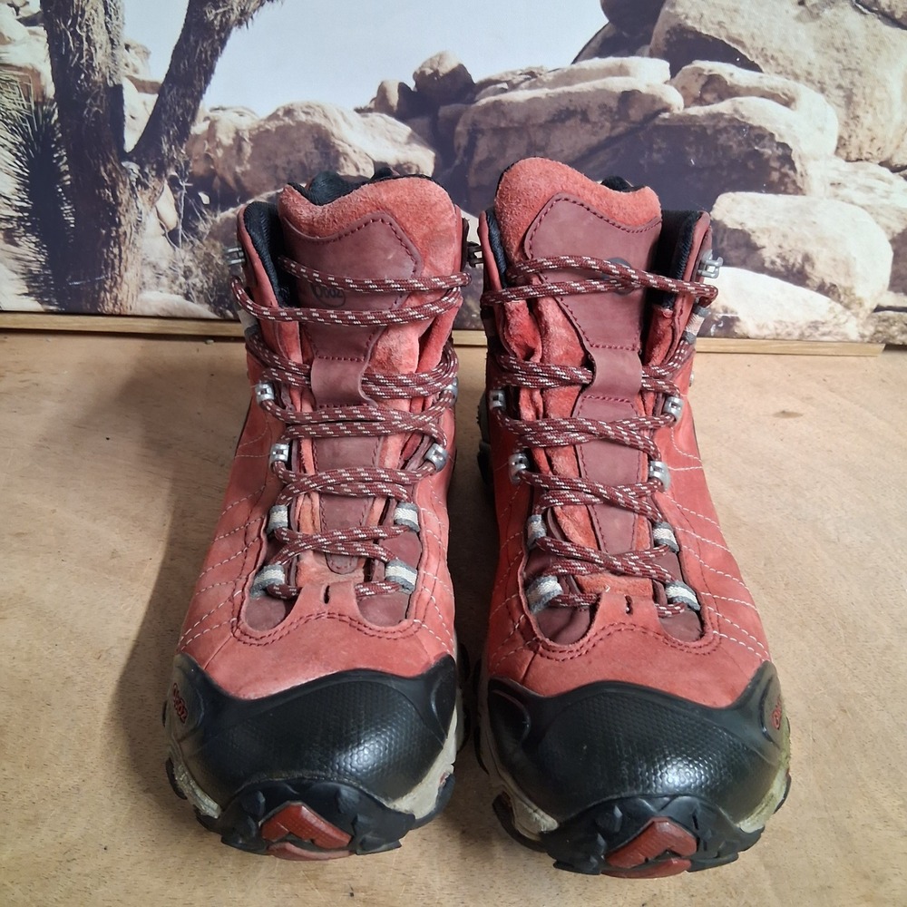 Oboz Bridger Mid B-DRY Waterproof Hiking Boots Womens Red Trail Shoes sz 10.5